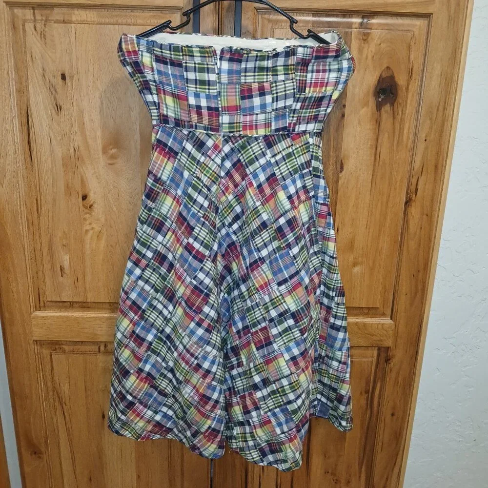 J.Crew Strapless Patchwork Madras Plaid Dress – Size 4 - Picture 7 of 7
